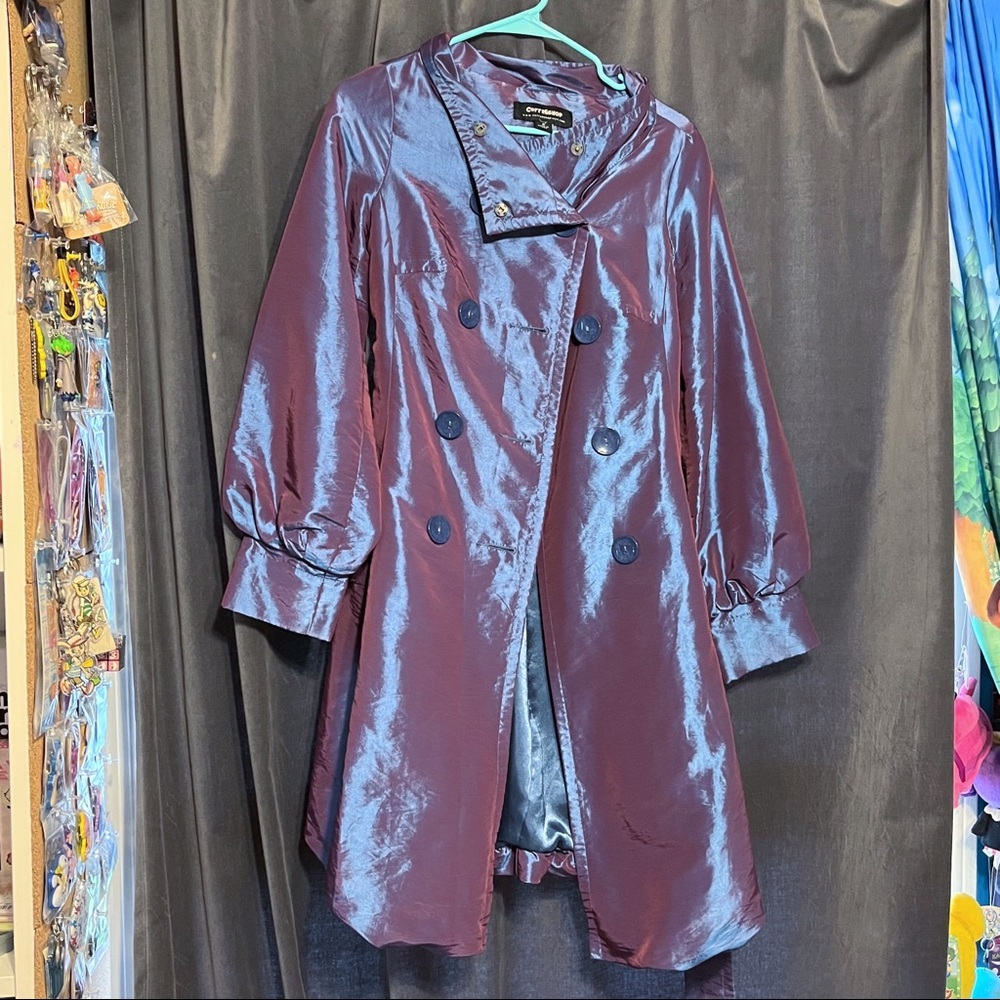 Vintage Y2K Coffeeshop NYC Iridescent Trench Coat